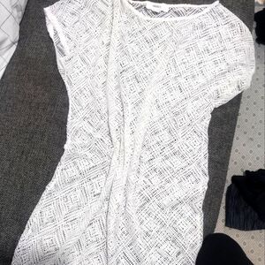 White Crochet Cover Up Beach Dress